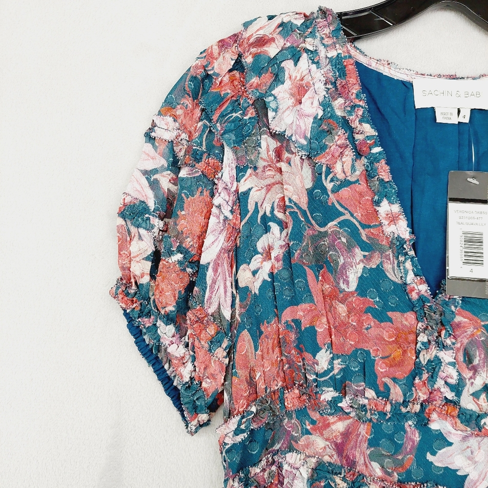 NEW Sachin & Babi Veronica Viscose Floral Midi Dress Z59 - Picture 5 of 9